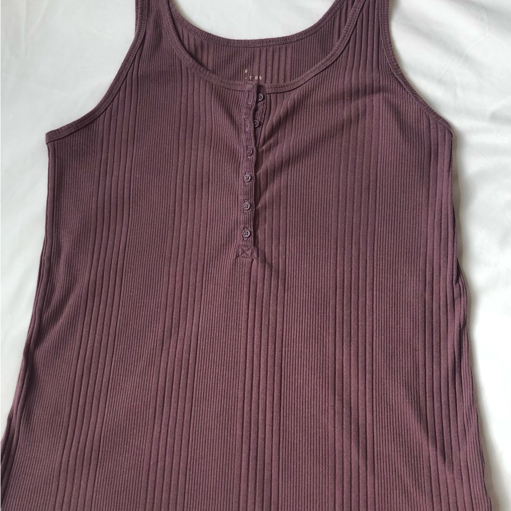 Ribbed Tank Henley - Mauve - large - A New Day